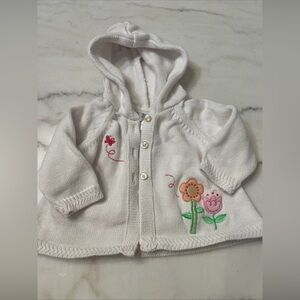 Just One Year Carter’s 3 Months Baby Girl 100% Cotton Embroidered Hoodie Sweater